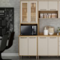 Paneleiro com Nicho 4 Portas Detalhe Vidro Áustria Valdemóveis Cinamomo/Off White