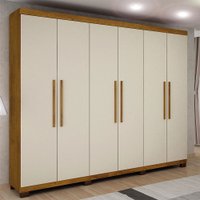 Roupeiro 6 Portas 4 Gavetas Master Rovere Rustico com Off White