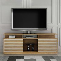 Rack Para TV Até 70 Polegadas 2 Portas 1 Prateleira 4 Nichos Roma Valdemóveis Cinamomo/Off White
