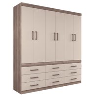 Guarda Roupa Casal 6 Portas 9 Gavetas Santos Andira Castanho/Off White