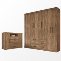 Guarda Roupa Casal 8 portas 6 Gavetas Liverpool + Comoda Master  2 Portas  + 4 Gavetas Santos Andira Atacama