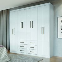 Guarda Roupa Casal 8 Portas 6 Gavetas Liverpool Santos Andira Branco