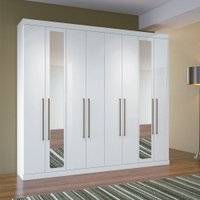 Guarda-Roupa Casal com Espelho C/ 8 Portas 4 Master Santos Andirá Branco
