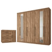 Guarda-Roupa Casal Havana Master Vip 8 Portas 4 Gavetas com Espelho e Cômoda 1 Porta 4 Gavetas Santos Andirá Atacama