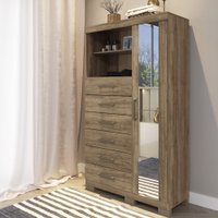 Comoda Multiuso 1 porta 6 gavetas com Espelho e Pes Maraba Santos Andira Atacama