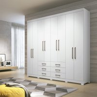 Guarda Roupa Casal 8 Portas 6 Gavetas c/ Pes Santos Andira Branco