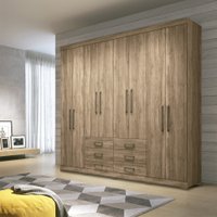 Guarda Roupa Casal 8 Portas 6 Gavetas c/ Pes Santos Andira Atacama