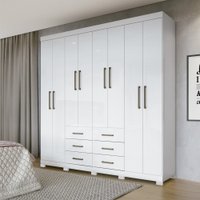 Guarda Roupa Casal com Pés 8 Portas 6 Gavetas Liverpool Santos Andirá Branco