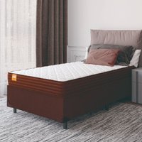 Cama Box Solteiro Colchão Molas Qatar 88x188x60cm Marrom / Branco