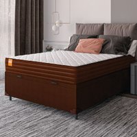 Cama Box Baú Casal Colchão Molas Qatar 138x188x63cm Marrom / Branco - Suporta até 150kg por Pessoa