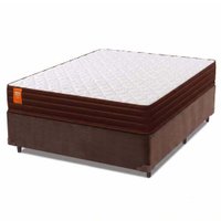 Cama Box Casal Colchão Molas Qatar 138x188x60cm Marrom / Branco
