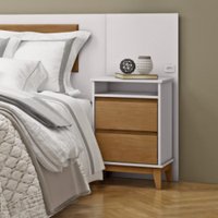 Mesa de Cabeceira 2 Gavetas com Nicho Finestra Prata Off White e Freijo 2800BF