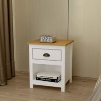 Mesa de Cabeceira 1 Gaveta Finestra Topazio Branco e Carvalho 9100BV