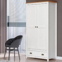 Guarda roupa de Solteiro 2 Portas 1 Gaveta Finestra Topazio Branco e Carvalho