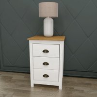 Mesa de Cabeceira 3 Gavetas Finestra Topazio Branco e Carvalho 9130BV