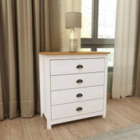 Comoda 4 Gavetas Finestra Topazio Branco e Carvalho 9101BV