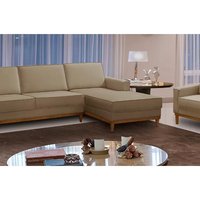 Kit Sofá 3 Lugares 2,60m com Chaise e Poltrona Living Lavinia Linho Bege Adonai Estofados