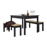 Mesa de Jantar Ditália 2Bancos JA-220+JA-225 Preto