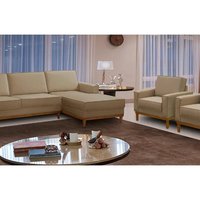 Kit Sofá 3 Lugares 2,60m com Chaise e 2 Poltronas Living Lavinia Linho Bege Adonai Estofados