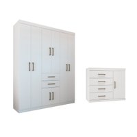 Guarda Roupa Casal 8 Portas Verona + Comoda 1 porta 4 gavetas Santos Andira