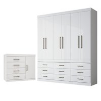 Guarda Roupa Casal 6 Portas 9 Gavetas + Comoda 1 porta 4 Gavetas Santos Andira
