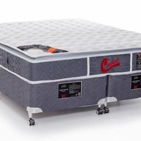 Cama Box + Colchão Castor Queen Super Luxo Light Stress One Face Pocket 158x198x54cm