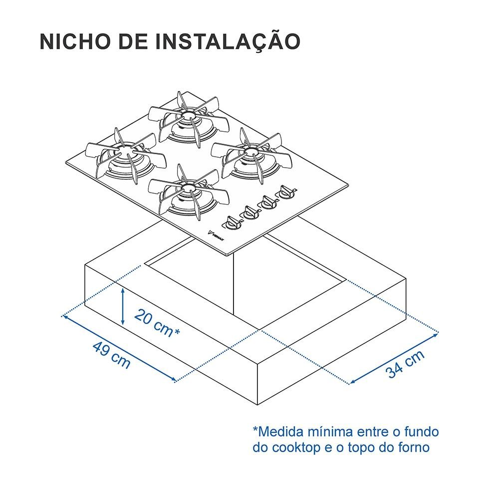 Cooktop a Gas 4 Bocas Venax Volare Branco