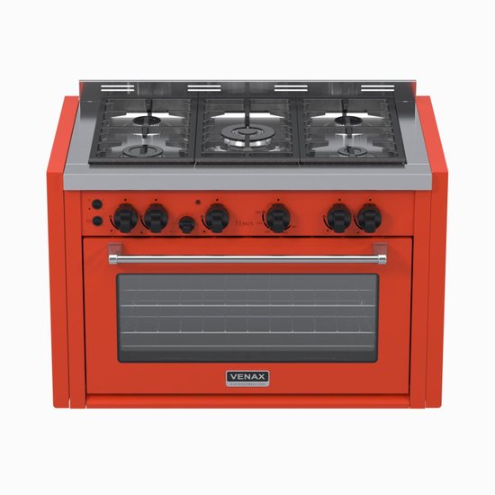 Fogao a Gas de Embutir 5 Bocas Venax Temis Vermelho