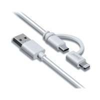 Cabo de carga 2X1: Lightning + Micro USB para iPhone, iPad e iPod