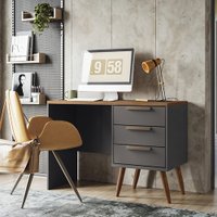 Mesa Escrivaninha com 3 Gavetas New Conect Santos Andirá - Grafite/Jatoba