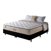 Cama Box Queen Preto + Colchão Molas Ensacadas Macio Cincinnati Pillow Top 158x198x73cm 612777