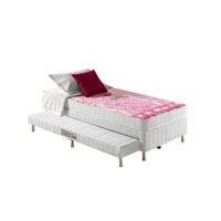 Cama Box Com Bicama Solteiro Branca + Colchão Espuma D20 Santa Clara 88x188x51cm 603505