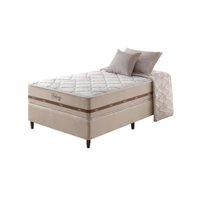 Cama Box Solteiro Bege + Colchão Molas Superlastic Bahamas 88x188x63cm 603608