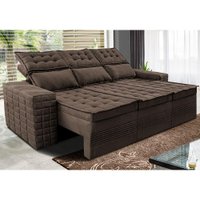 Sofá 3 Lugares Retrátil e Reclinável Cama inBox Senses 2,00m Velusoft Café