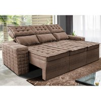 Sofá 3 Lugares Retrátil e Reclinável Cama inBox Senses 2,00m Velusoft Castor 604596