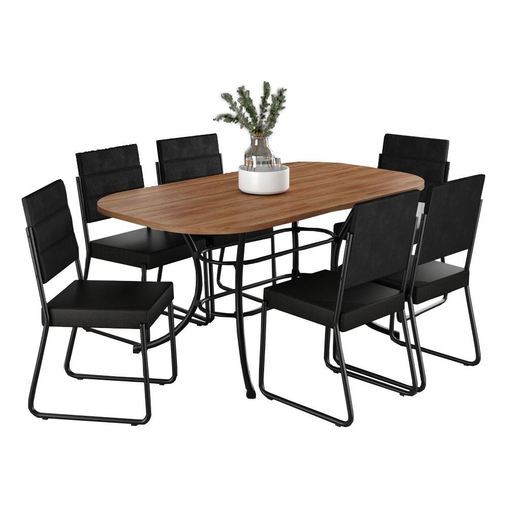 Conjunto Sala de Jantar com Mesa e 6 Cadeiras Fenix Carraro