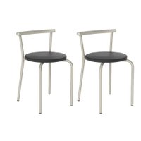 Conjunto 2 Banquetas 105 Tubo Prata Napa Preta Carraro 606786