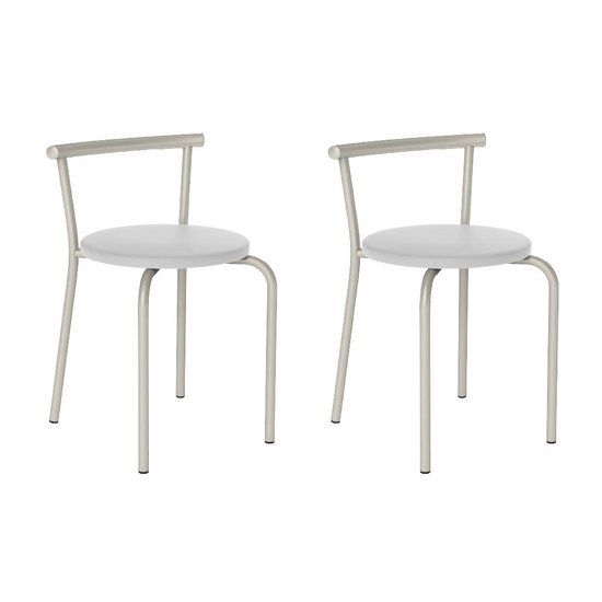 Conjunto 2 Banquetas 105 Tubo Prata Napa Branca Carraro 609484
