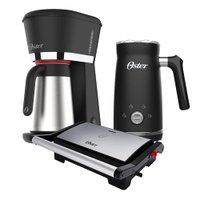Kit Black Inox Oster - Cafeteira - Espumador de Leite - Mini Grill - 127V
