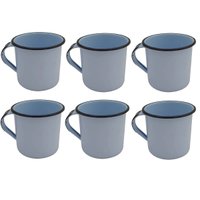 Jogo 6 Xícaras Café Caneca Esmaltada 400ml Caneca de Agata Azul Claro 609404