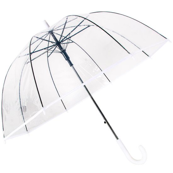 Guarda Chuva Automático Com Cabo Curvo Sombrinha Transparente E Branca Fazzoletti 611287