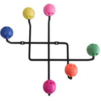 Cabideiro de Parede Aramado Preto 6 Ganchos Pontas Coloridas MS 611304