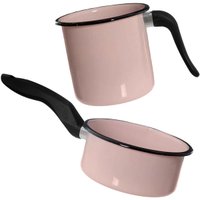 Conjunto Panela Esmaltada Ágata 1L e Leiteira 1,5L com cabos em Nylon Esmaltados Silva Rosa 611310