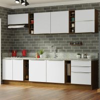 Armário de Cozinha Completa 300cm Rustic/Branco Veludo Lux da Sabrina Madesa