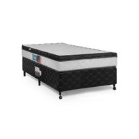 Cama Box + Colchão Castor Solteiro Montblanc One Face D45 88x188x52cm Branco/Preto