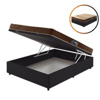 Cama Box Baú Viúva Preta + Colchão Espuma Charleston D28 Bordado 128x188x56cm