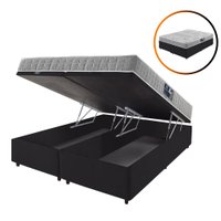 Cama Box Baú Queen Preto + Colchão Hanover Espuma D33 Bordado 158x198x59cm