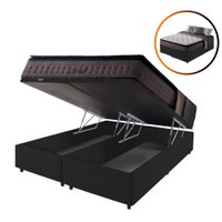 Cama Box Baú King Preta + Colchão Molas Ensacadas Nashville 193x203x72cm