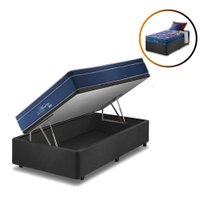 Cama Box Solteiro Baú Preta + Colchão Molas Superlastic Austin 88x188x68cm