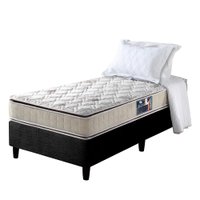 Cama Box Solteiro King Preto + Colchão Orleans Espuma D70/D28 Dupla Face Pillow Top 96x203x63cm